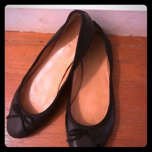J. Crew Black Leather Ballet Flats